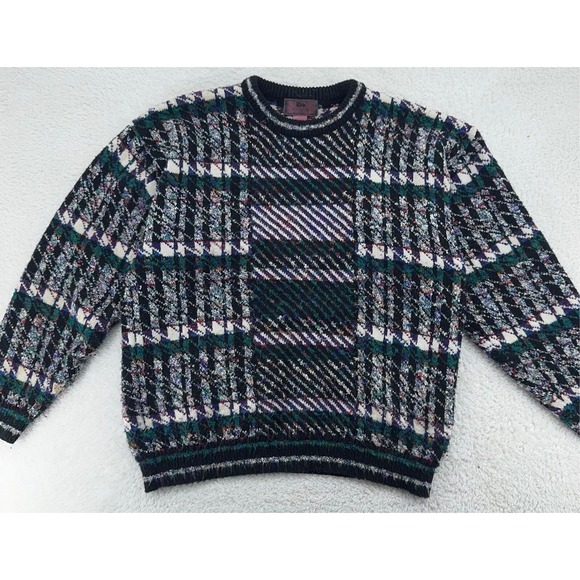 vintage CONCRETE Geometric CHUNKY KNIT SWEATER LARGE Cottagecore‎